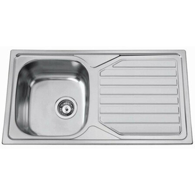 Nemo Start Médoc - 86x50cm - inbouwspoeltafel - roestvrijstaal gepolijst dikte 0.6mm - 1 bak - met afdruip - omkeerbaar