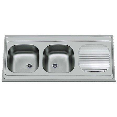 Nemo Start Bordeaux Évier de cuisine à poser - 2 bacs - égouttoir - réversible - 120x60cm - sans kit de fixation - bonde - garniture de trop-plein - sans siphon - inox