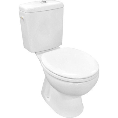 GO by Van Marcke Carde PACK WC au sol sortie AO 24 cm avec abattant WC réservoir avec mécanisme de chasse Geberit porcelaine blanche avec matériel de fixation
