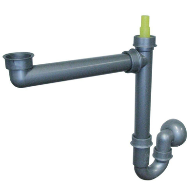 Nemo Skill siphon pour évier avec 1 cuve gain de place raccordement avec lave-vaisselle possible 64 x 40 mm PP gris