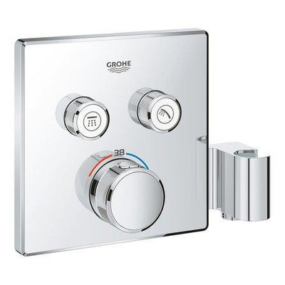 GROHE Smartcontrol Partie de finition pour robinet de douche encastrable thermostatique avec inverseur et support douchette carré 2 fonctions chrome