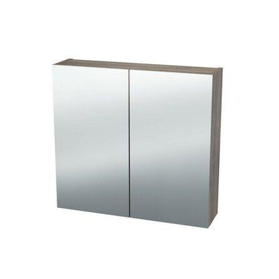 Nemo Spring Nebulo spiegelkast - 70x65x17.8cm - 2 deuren - glazen leggers - met stopcontact - zonder schakelaar - Rila Oak
