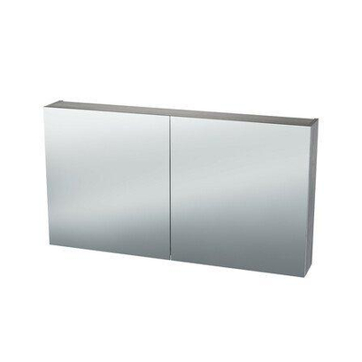 Nemo Spring Nebulo luxe spiegelkast - 100x65x17.8cm - 2 dubbelzijdige spiegeldeuren - glazen leggers - met stopcontact - zonder schakelaar - Raw Concrete