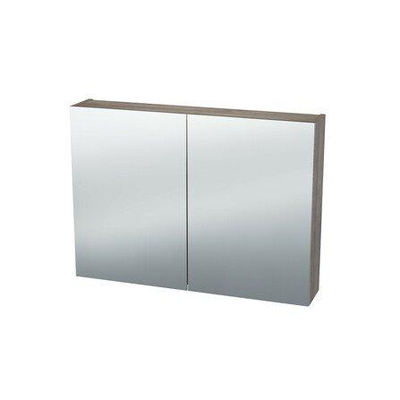 Nemo Spring Nebulo luxe spiegelkast - 80x65x17.8cm - 2 dubbelzijdige spiegeldeuren - glazen leggers - met stopcontact - zonder schakelaar - Rila Oak
