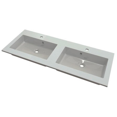Nemo Spring Don geïntegreerde tablet - 120x50x1.5cm - met 2 verzonken wastafels - kunstmarmer - meubelwastafel - wit