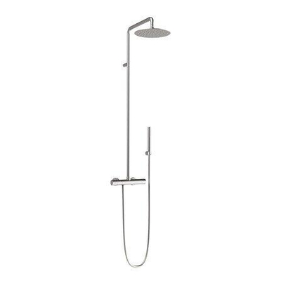 GO by Van Marcke Nero ensemble de douche pluie apparent – thermostatique – douche de tête Ø 25 cm – douchette avec inverseur – nickel brossé