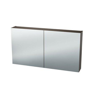 Nemo Spring Nebulo spiegelkast - 120x65x17.8cm - 2 deuren - glazen leggers - met stopcontact - zonder schakelaar - Basalt