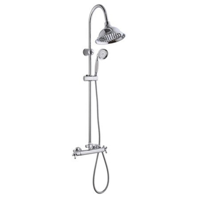 GO by Van Marcke Retro opbouw regendoucheset – thermostatisch – Ø20 cm hoofddouche – handdouche – glijstang – chroom