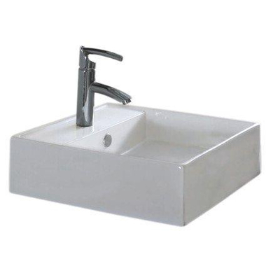 nemo Spring Jaipur lavabo à poser 46.5x46.6x14.5cm porcelaine carré avec trou perçable et trop-plein côté arrière pas glacé blanc
