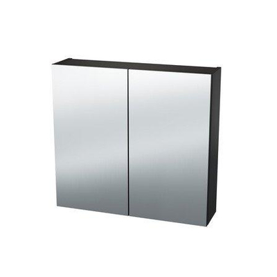 Nemo Spring Nebulo spiegelkast - 60x65x17.8cm - 1 deur - glazen leggers - met stopcontact - zonder schakelaar - enkelzijdige spiegeldeur - Cosmos Grey