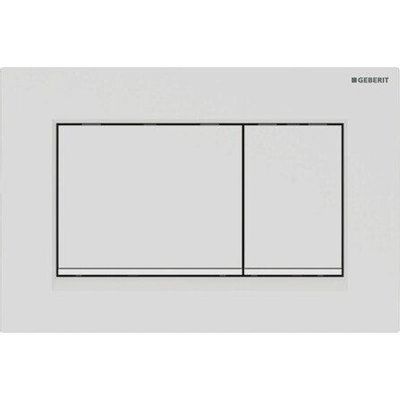 Geberit Sigma30 bedieningplaat, 2-toets spoeling frontbediening voor toilet 24.6x16.4cm wit mat met witte strook
