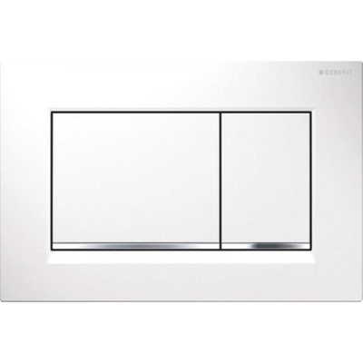 Geberit Sigma20 bedieningsplaat - 2-toets spoeling - rechthoekige knoppen - wit/glans chroom/wit - dualflush - glans wit