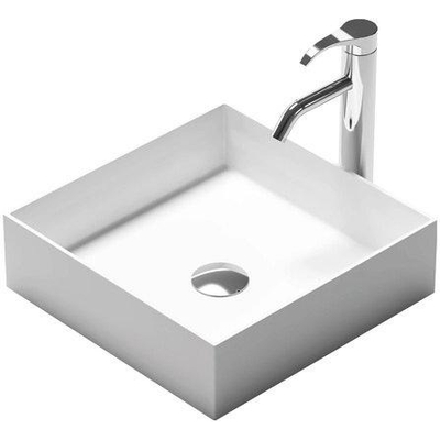 Nemo Stock Java Style lavabo à poser carré 38x38x11cm solid surface blanc mat