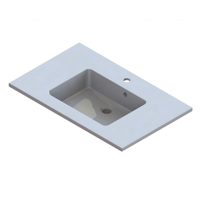 Nemo Start Taz geïntegreerde tablet - 80x50cm - mineraalmarmer - met 1 verzonken wastafel - wit - overloop - diepte waskom 11.1cm - kraangat D35mm - meubelwastafel