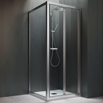 Arblu vega paroi latérale 75 cm profilés en verre transparent argenté brillant h 195 cm épaisseur du verre 6 avec réglage : 72,5 76 cm