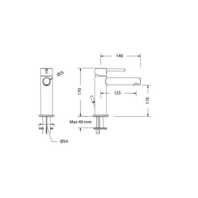 Nemo Spring Sirolo mitigeur de lavabo monotrou à levier unique avec bec fixe avec vidage automatique chrome avec disques céramiques 57lmin