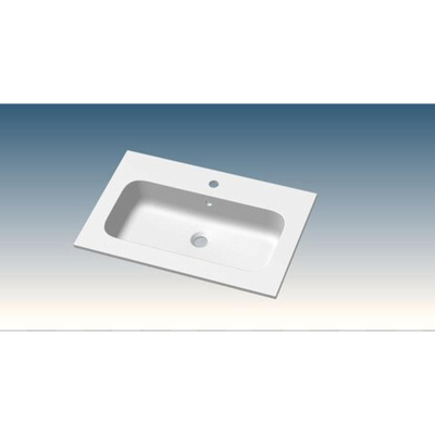 Go by Van Marcke Paco lavabo pour meuble 70x46x1.5cm 1 vasque intégrée 1 trou de robinet marbre artificiel blanc brillant