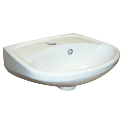 Jika fontein 37.5x28cm porselein ovaal 1 kraangat met overloop wit OUTLETSTORE
