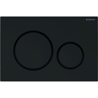 Geberit Sigma20 bedieningsplaat - 2-toets spoeling - ronde knoppen - zwart/matzwart/zwart - dualflush - glans zwart mat