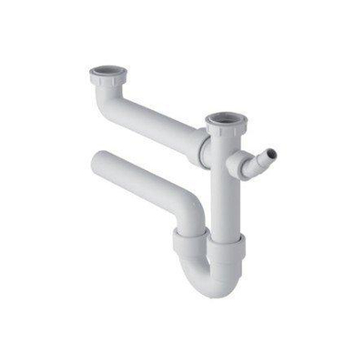 Geberit buissifon - voor spoeltafel - met 2 bakken - met afvoerbocht - 5/4" - D - 40mm - kunststof - wit