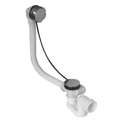 Go by Van Marcke garniture de baignoire automatique avec commande rotative pour baignoires standard avec orifice d’évacuation D 52 mm avec set de finition chrome avec raccord D 40 mm