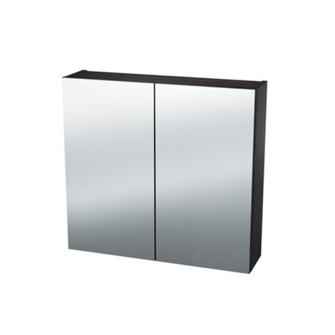 Nemo Spring Nebulo spiegelkast - 60x65x17.8cm - 1 deur - glazen leggers - met stopcontact - zonder schakelaar - enkelzijdige spiegeldeur - Thermo Oak Black SW637009