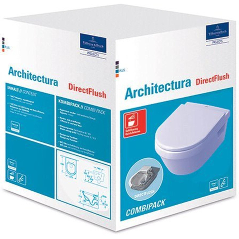 Villeroy & Boch Architectura Omnia Architecturacombi pack - met wandcloset - diepspoel DirectFlush - met zitting - met softclose - White Alpine (glans wit) 0124870