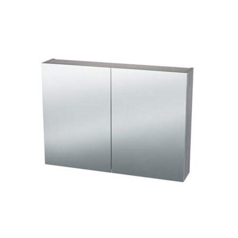 Nemo Spring Nebulo luxe spiegelkast - 90x65x17.8cm - 2 dubbelzijdige spiegeldeuren - glazen leggers - met stopcontact - zonder schakelaar - Raw Concrete SW636973