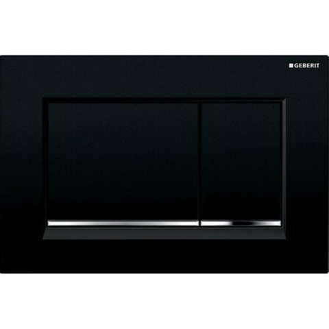 Geberit Sigma20 bedieningsplaat - 2-toets spoeling - rechthoekige knoppen - zwart/glans chroom/zwart - dualflush - glans zwart SW61801