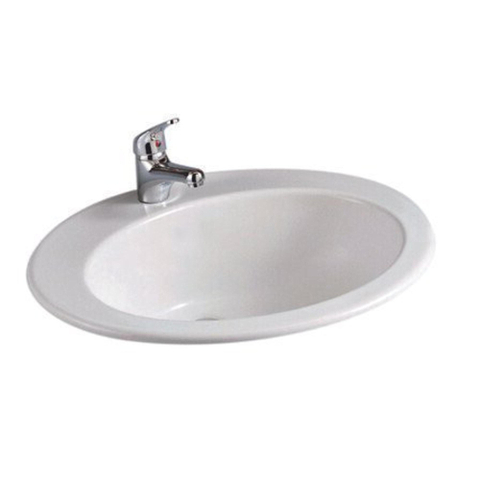 Nemo Start Star inbouwwastafel - 53x43.5x22.5cm - porselein - wit - ovaal - voorgeboord centraal kraangat SW285637