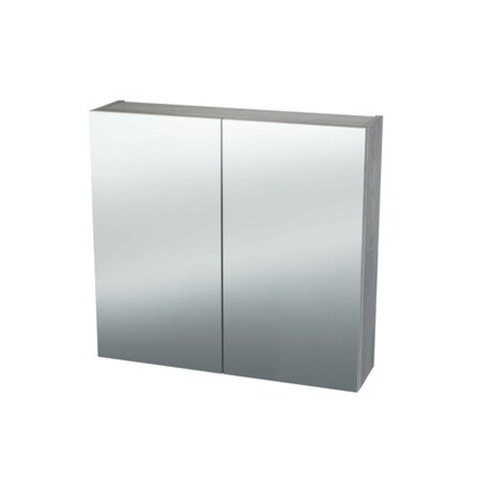 Nemo Spring Nebulo spiegelkast - 70x65x17.8cm - 2 deuren - glazen leggers - met stopcontact - zonder schakelaar - Raw Concrete SW637051