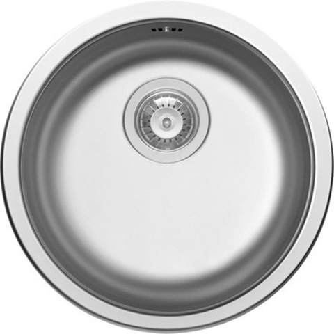 Go by Van Marcke Oberon évier 450 mm rond acier inoxydable poli siphon simple gain de place bonde avec trop-plein SW290632