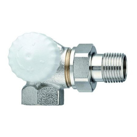 Heimeier V exact radiatorafsluiter dubbel haaks links 3/8 vernikkeld GA66994