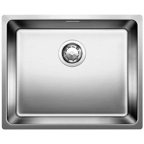 Blanco Andano 500 U onderbouwspoelbak roestvrij staal zijdeglans met manuele plug binnenafmeting 500x400 mm x 190 mm onderkast 60cm SW69662