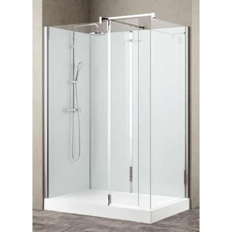 Nemo Stock complete inloopdouche - 140x90cm helder - 6mm - veiligheidsglas witglas glazen wand - Collection - Vidrio Walk-Inn - 1 draaideel - 37cm SW402027