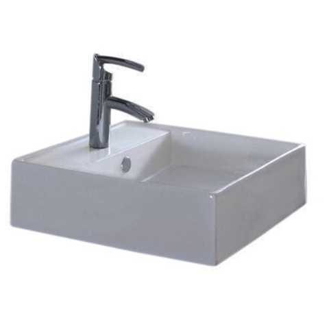 Nemo Spring Jaipur opbouwwastafel - 46.5x46.6x14.5cm - porselein - wit - vierkant - voorgeboord kraangat centraal - met overloop SW286380