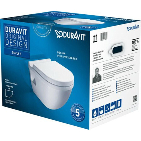 Duravit Starck 3 hangtoilet – diepte 54 cm – met softclose zitting – glans wit SW70152