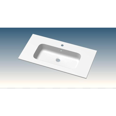 Go by Van Marcke Paco lavabo-plan de toilette 80x46x1.5cm 1 vasque intégrée 1 trou de robinet marbre de synthèse blanc mat SW443836