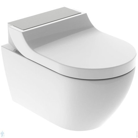 Geberit AquaClean Tuma Comfort Douchewc - spoelrandloos - wand - afdekplaatje gev. RVS - rimfree - glans wit SW87552