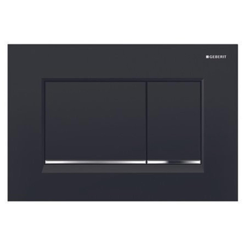 Geberit Sigma20 bedieningsplaat - 2-toets spoeling - rechthoekige knoppen - zwart/glans chroom/zwart - dualflush - glans zwart SW61801