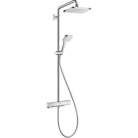 Hansgrohe Croma e 280 - showerpipe: - met douchekraan - thermostatisch - met 1jet - hoofddouche - met 3jet - handdouche multi en doucheslang - 160cm - thermostaat - hoogglans chroom SW297280