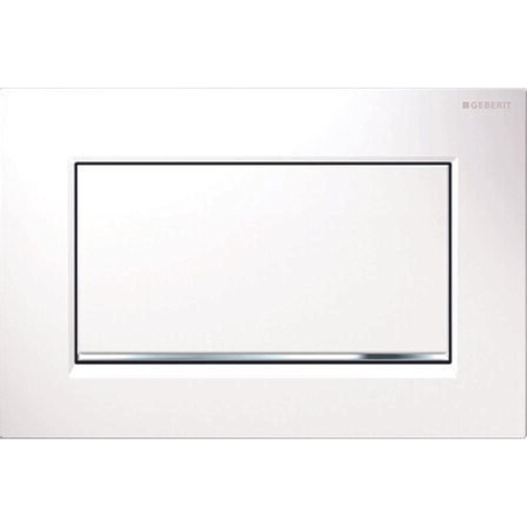 Geberit Sigma10 bedieningsplaat - 2-toets spoeling - rechthoekige knoppen - wit/chroom geborsteld/wit - verchroomd wit SW61794