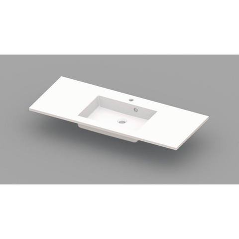 Nemo Spring Coste geïntegreerde tablet - 120x50x20cm - met 1 centrale verzonken wastafel - afvoergat D 45mm - voorgeboord kraangat 35 - overloop - meubelwastafel - wit SW294967