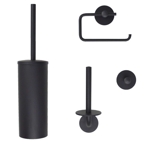 Nemo Spring Nero toiletaccessoireset - toiletborstelset - toiletrolhouder - reserverolhouder - mat zwart SW401558