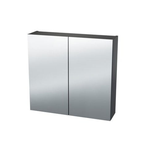 Nemo Spring Nebulo spiegelkast - 60x65x17.8cm - 1 deur - glazen leggers - met stopcontact - zonder schakelaar - enkelzijdige spiegeldeur - Onyx Grey SW637011