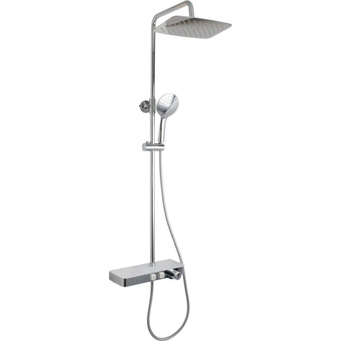 GO by Van Marcke Ivory ensemble de douche pluie apparent – thermostatique – douche de tête rectangulaire 30 cm – douchette – chrome SW242506