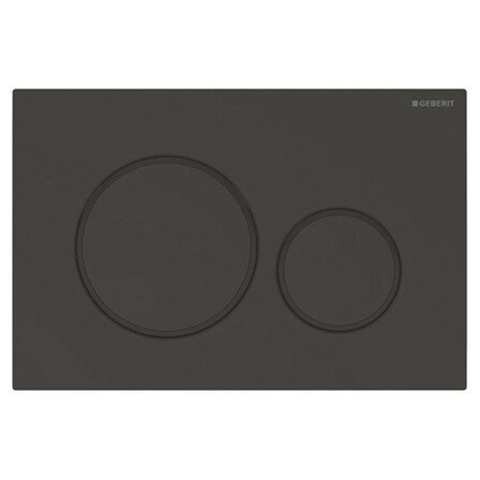 Geberit Sigma20 bedieningplaat, 2-toets spoeling frontbediening voor toilet 24.6x16.4cm mat zwart SW420200