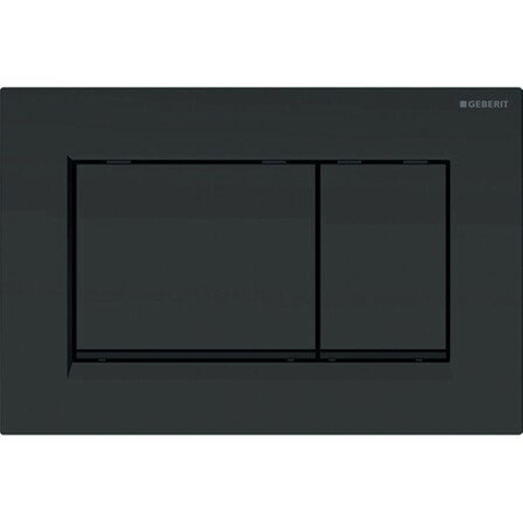 Geberit Sigma30 bedieningplaat, 2-toets spoeling frontbediening voor toilet 24.6x16.4cm mat zwart SW420177