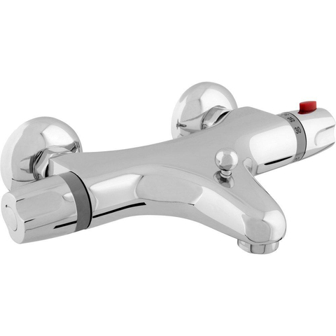 GO by Van Marcke Surf robinet de baignoire thermostatique blocage de sécurité entraxe 15 cm disques céramiques y compris rosaces et raccords en S chrome SW293136