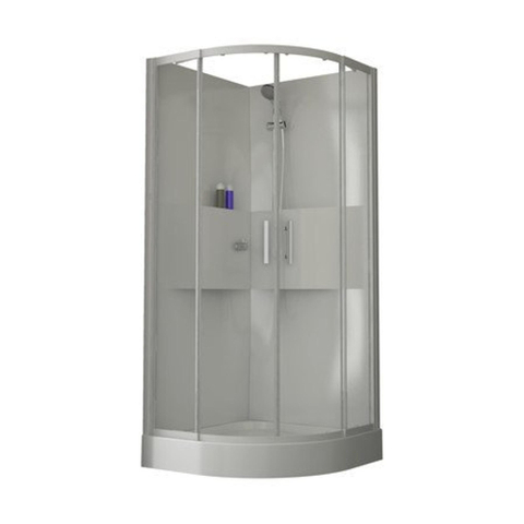 Nemo Start Lilou Basis hoekinstap - 90x90cm - douchecabine polystyreen dikte 4mm glanzend - met schuifdeuren 2 delen - 5mm + - 6mm - veiligheidsglas - kwartrond - douchetub acryl - wit/helder - omkeerbaar - douchebak wit profiel - helder SW290075